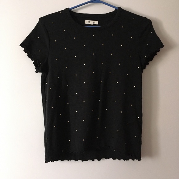 Madewell Tops - MADEWELL Black Gold Dot Cotton Tee M